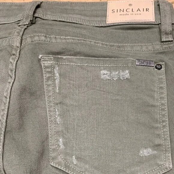 Sinclair Distressed Denim The Ankle Skinny in Olive - Picture 4 of 8
